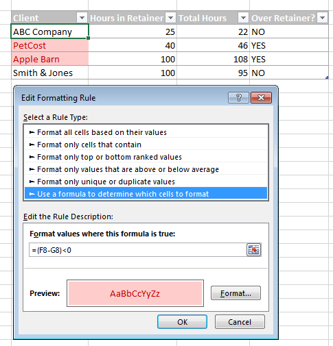 If-Then Conditional Formatting sceenshot